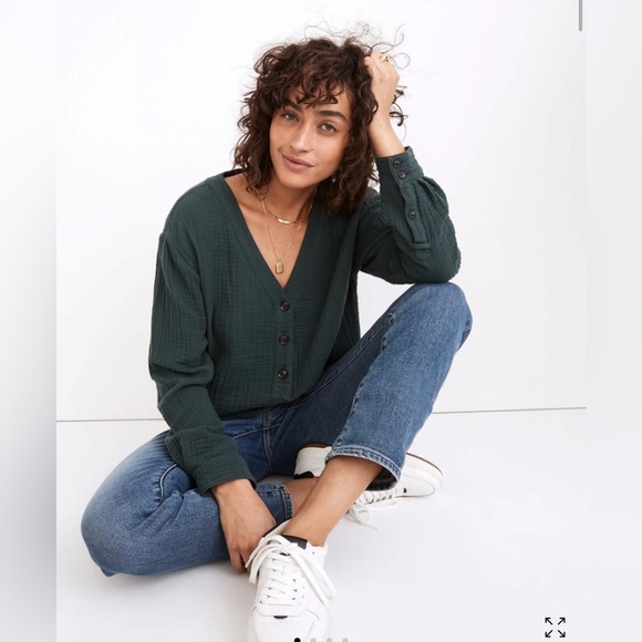 Madewell Lightspun Evert Top Midnight Green Size M - Picture 1 of 12